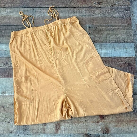 ASOS Curve Cami Minimal Pocket Jumpsuit in acorn plus size wide leg romper -16 - Picture 2 of 11